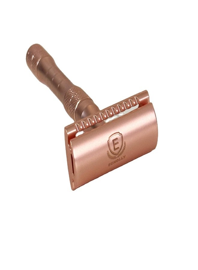 ECHOLLY Elegant Rose Gold Safety Razor for Women–Vintage Double Edge Razor with 10 Swedish Blades, Stainless Steel Handle, Gift Box Set by Echolly (Solar Crown) - Image 4